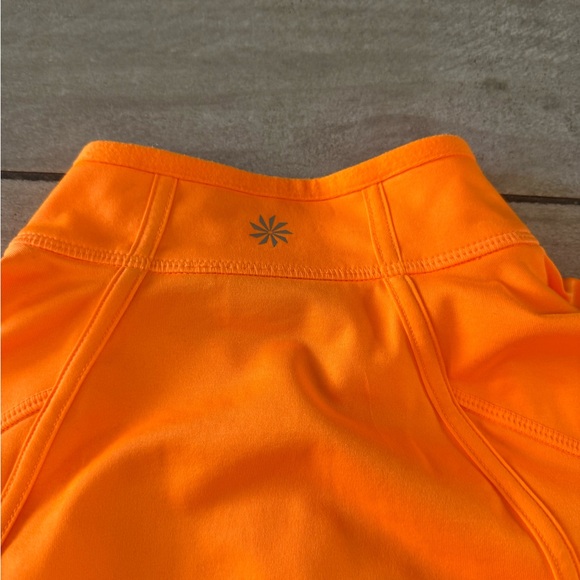 Athleta Plush Tech Half Zip Top 3.0 Cold Weather Training Shirt Orange Sz Small - Picture 3 of 5